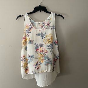 Women’s Boutique Floral Chiffon Layered Sleeveless Blouse Top Sz L